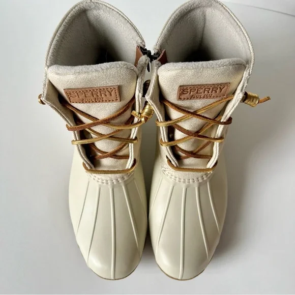 Sperry-Women’s-Saltwater Duck Boot-Size 10-Ivory/Shimmer Gold/Brown-NWOT - Picture 2 of 12